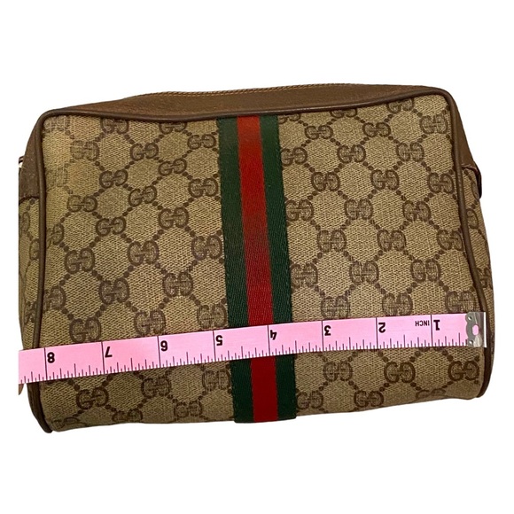 Vintage signature canvas toiletry bag pouch clutch 60s 70s red green stripe - Picture 6 of 16